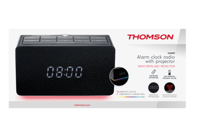 Thomson cl300p radio réveil - projecteur - light - 2 usb (reader/charg) -  La Poste