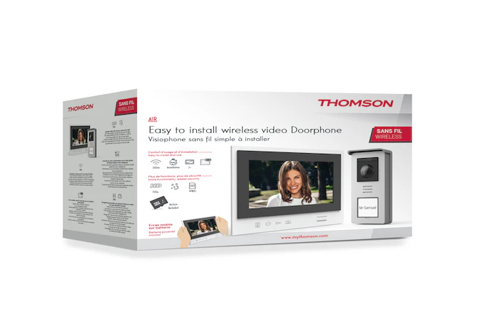 Visiophone sans fil simple à installer avec écran nomade sur batterie - Thomson Air